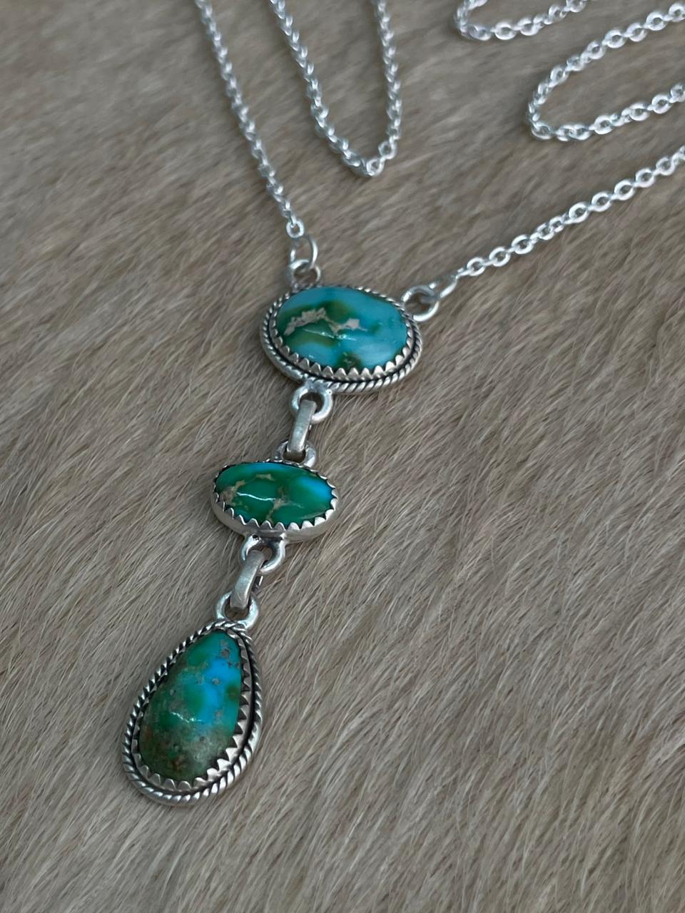 Handmade Sterling Silver Sonoran Mountain Turquoise Necklace "Signed Nizhoni"