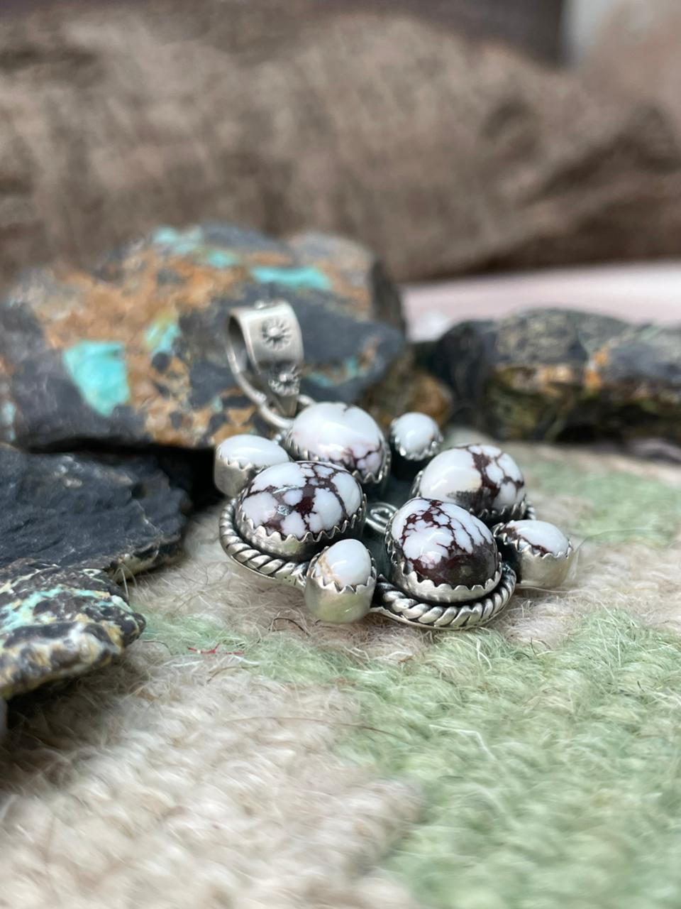 Handmade Sterling Silver Wildhorse Magnesite Pendant "Signed Nizhoni"