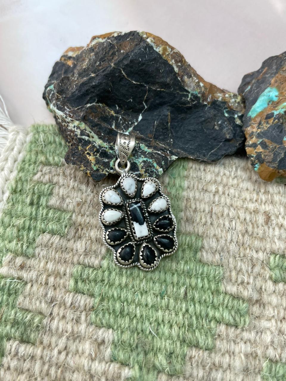 Handmade Sterling Silver White Buffalo Pendant "Signed Nizhoni"