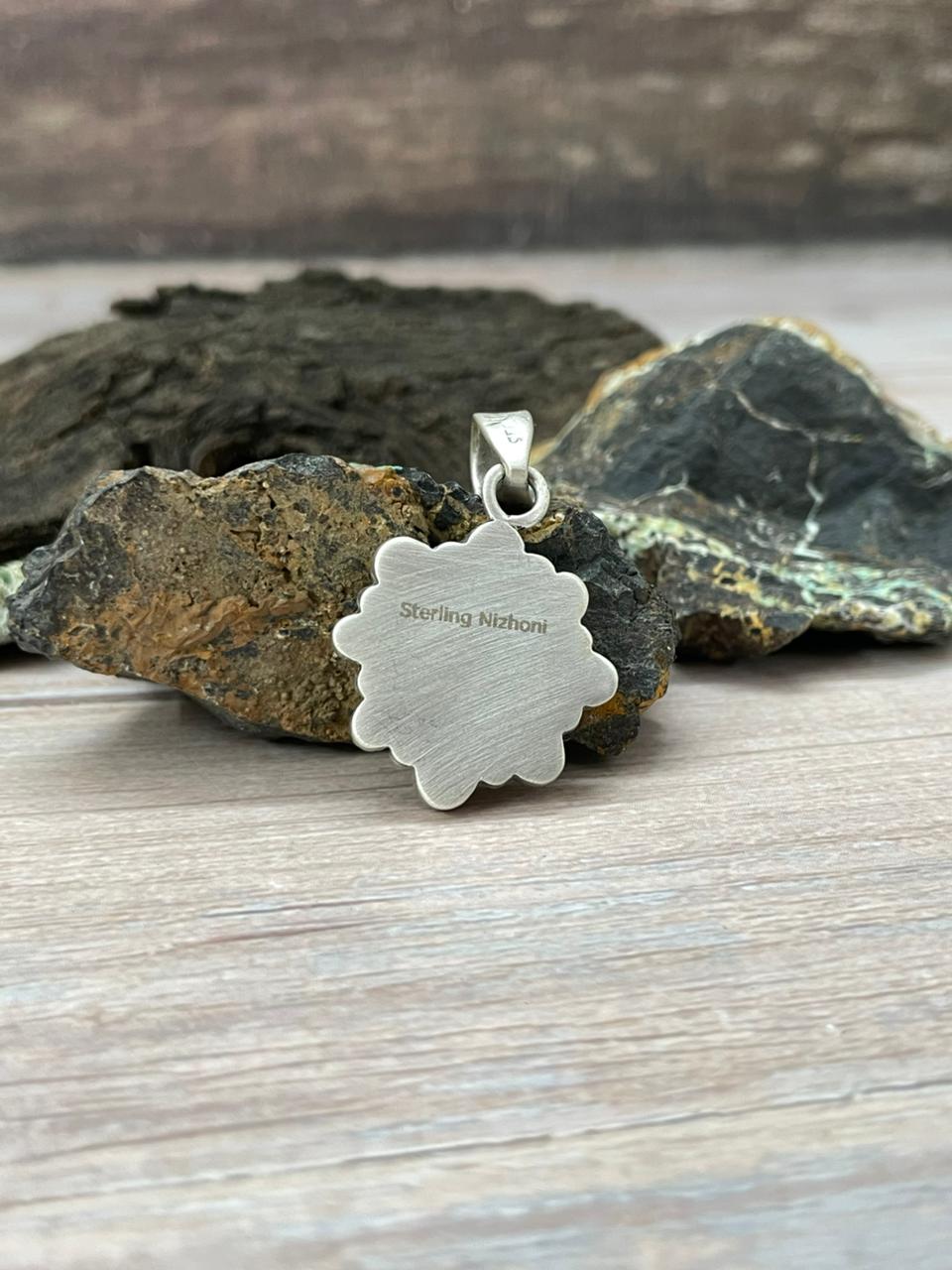 Handmade Sterling Silver Palomino Turquoise Pendant " Signed Nizhoni"