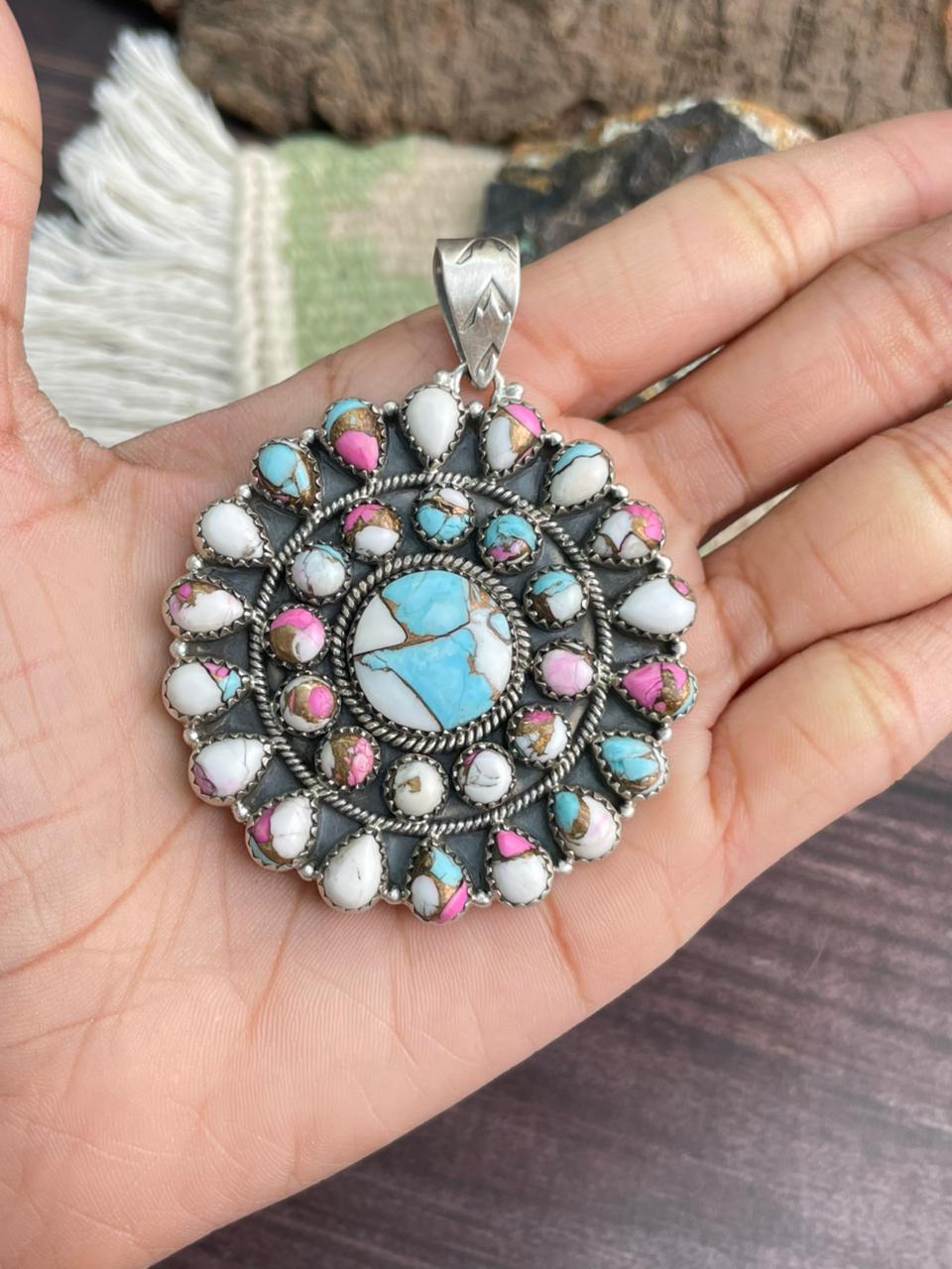 Handmade Sterling Silver Cotton Candy Pendant "Signed Nizhoni"