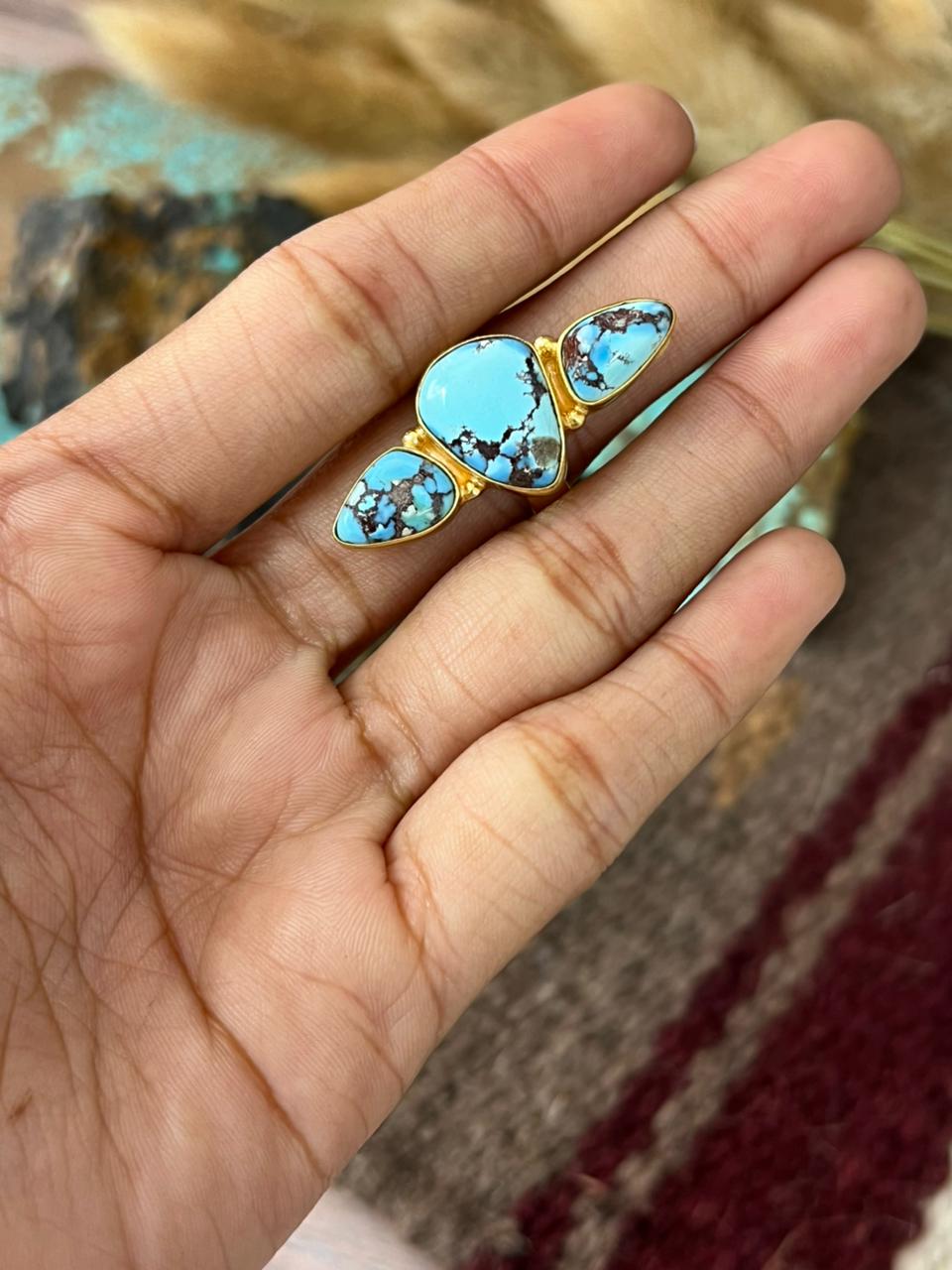 “The Golden Collection” Natural Golden Hills Turquoise Adjustable Ring