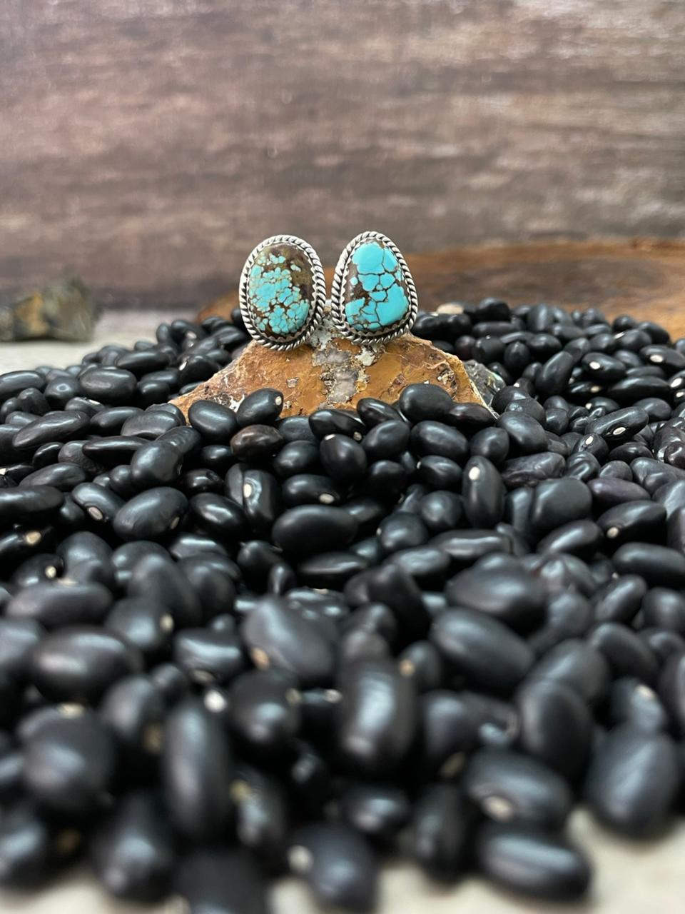 Handmade Sterling Silver Number 8 Turquoise Adjustable Ring "Signed Nizhoni"