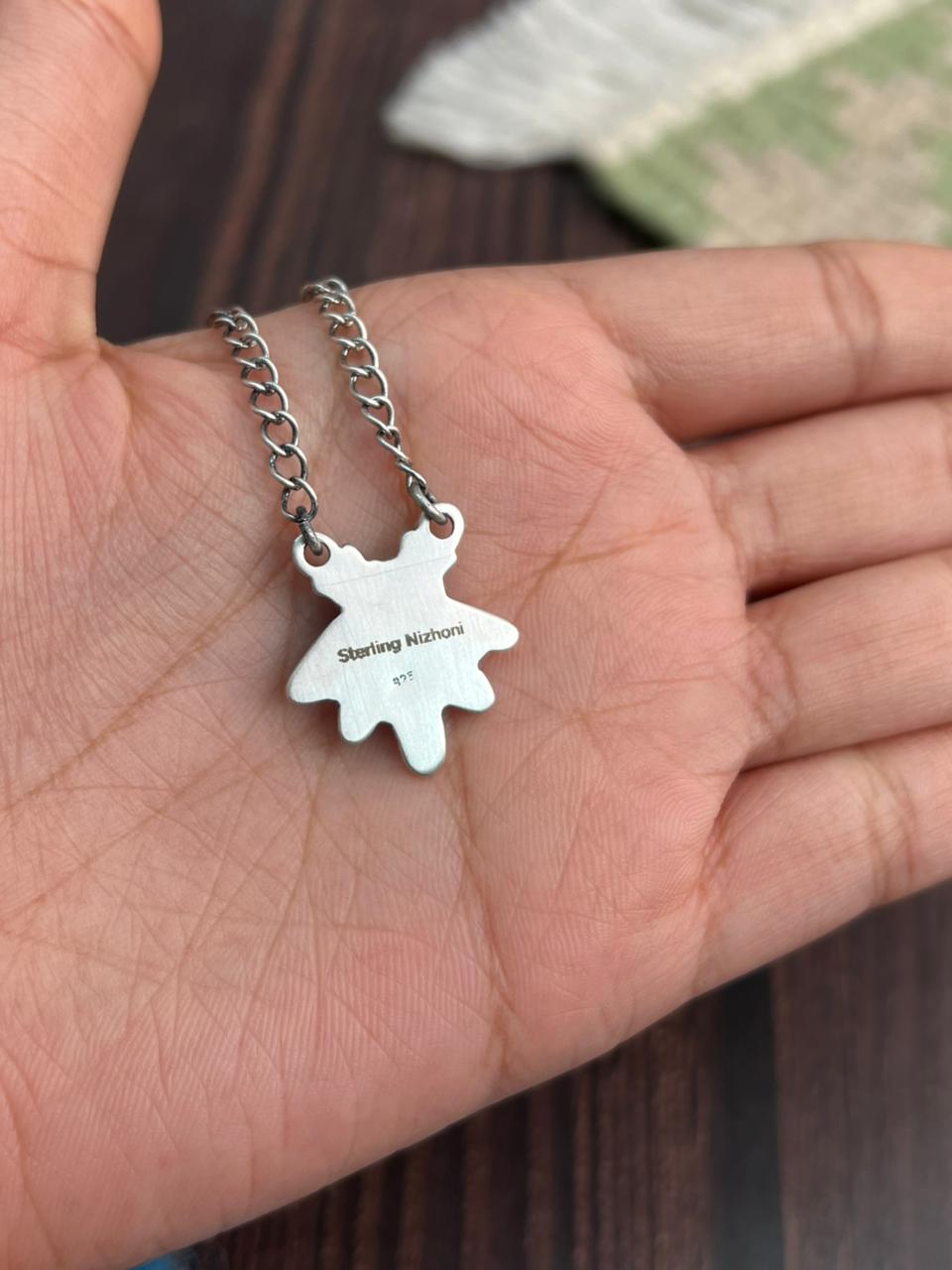 "Heart Collection" Handmade Sterling Silver Hot Pink Necklace "Signed Nizhoni"