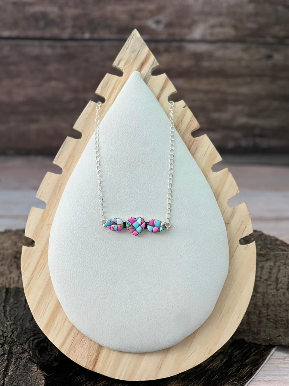 Handmade Sterling Silver Cotton Candy Necklace "Signed Nizhoni"