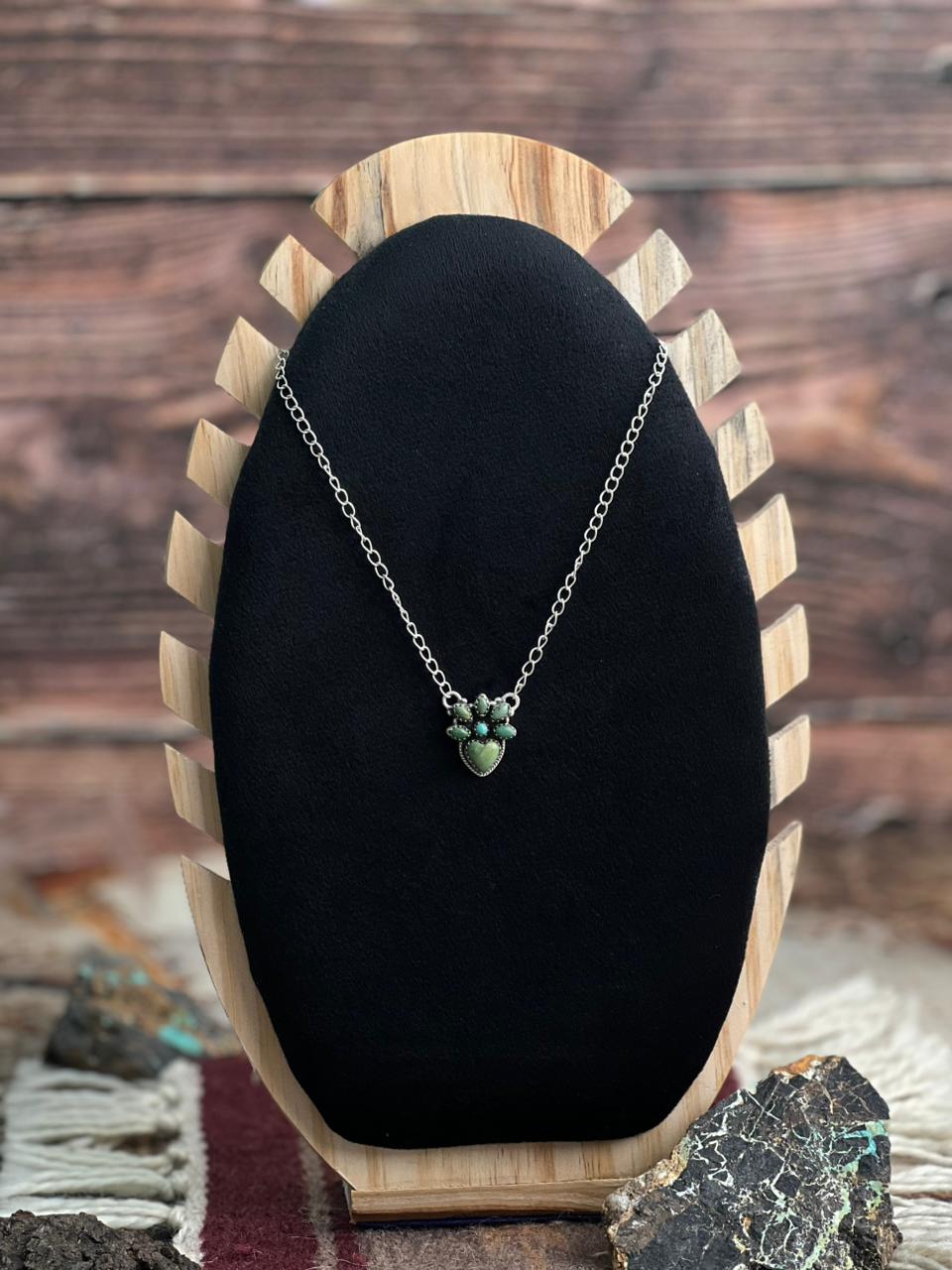 Handmade Sterling Silver Kingman Turquoise Necklace "Signed Nizhoni"