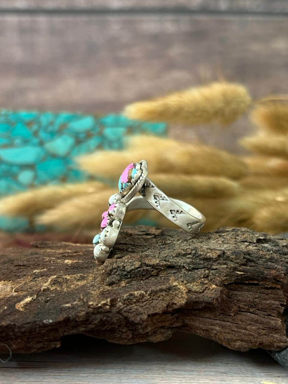 Handmade Sterling Silver Cotton Candy Adjustable Ring "Signed Nizhoni"