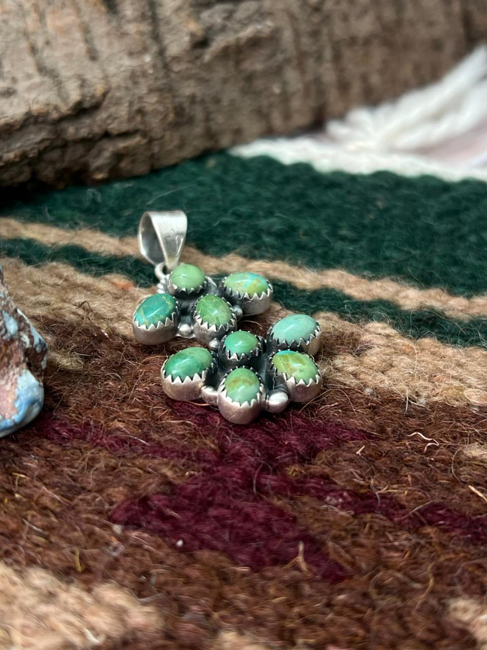 Handmade Sterling Silver Kingman Turquoise Pendant "Signed Nizhoni"