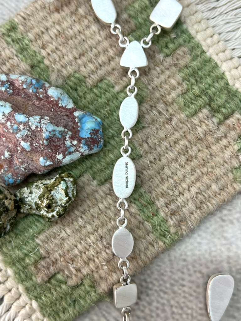 Handmade Sterling Silver Sonoran with White Water Turquoise Necklace with Signed Nizhoni (5)
