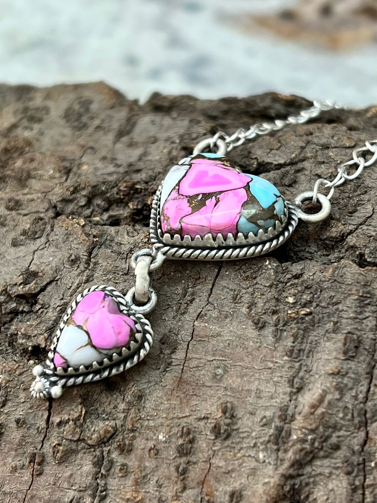 Handmade Sterling Silver Cotton Candy Necklace "Signed Nizhoni"