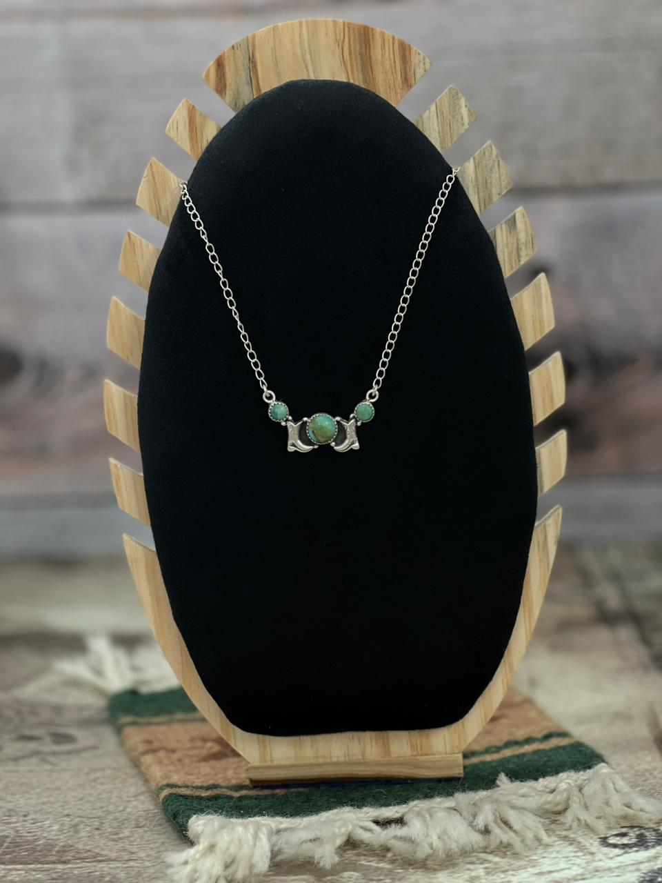 Handmade Sterling Silver Kingman Turquoise Necklace "Signed Nizhoni" (7)