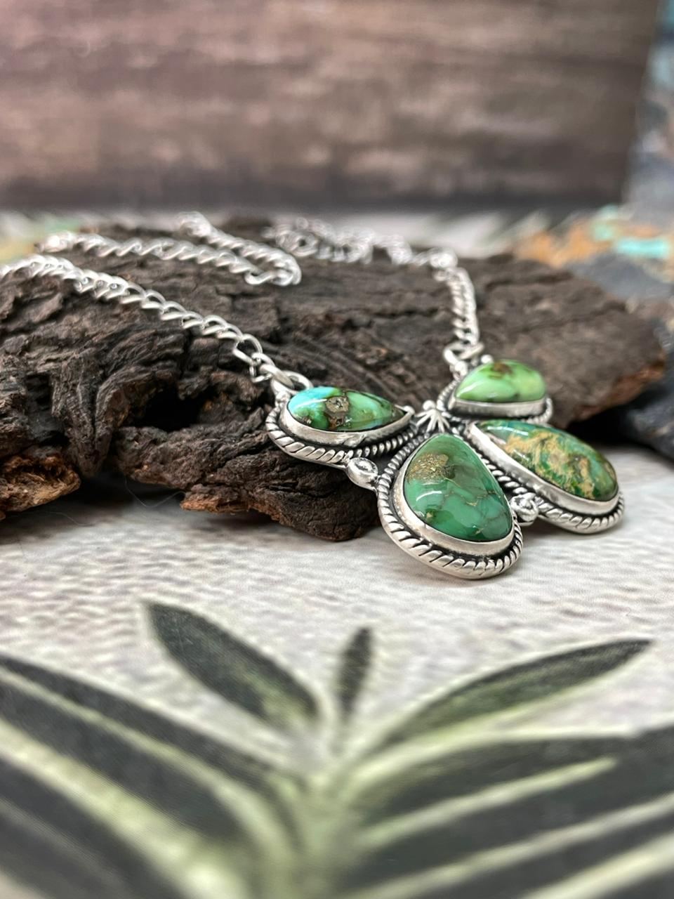 Handmade Sterling Silver Sonoran Mountain Turquoise Necklace "Signed Nizhoni"