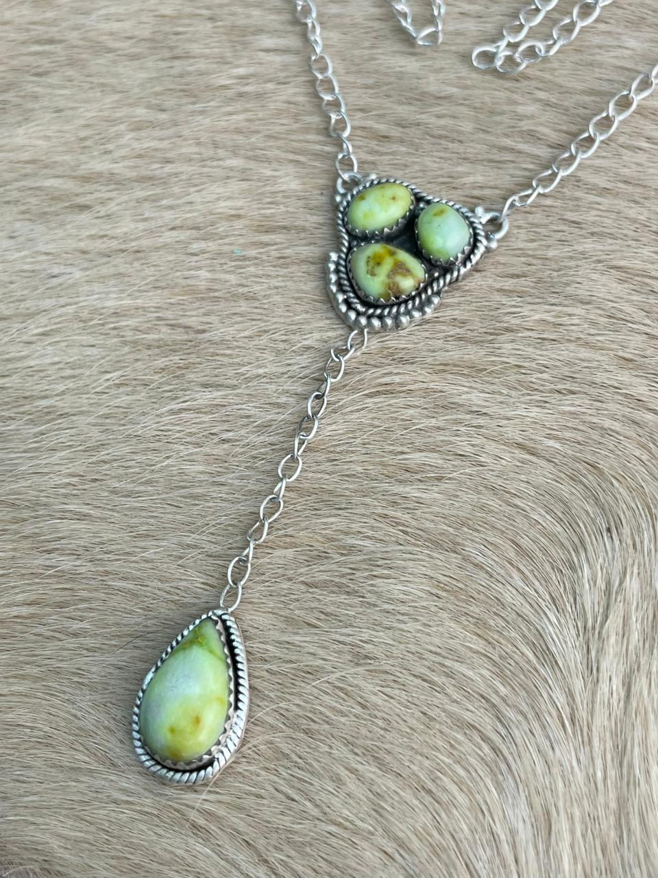 Handmade Sterling Silver Palomino Turquoise Necklace "Signed Nizhoni"