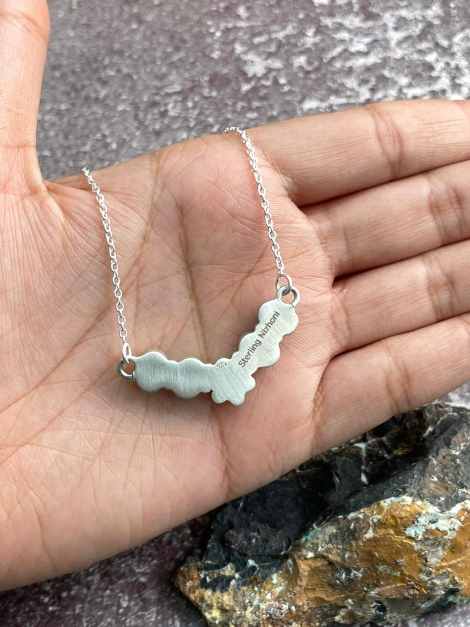 Handmade Sterling Silver Kingman Turquoise Necklace "Signed Nizhoni"