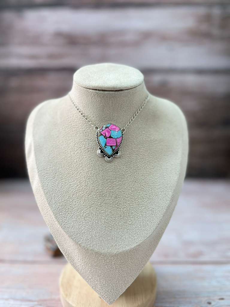 Handmade Sterling Silver Cotton Candy Necklace "Signed Nizhoni"
