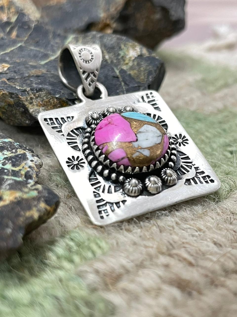 Handmade Sterling Silver Cotton Candy Pendant "Signed Nizhoni"