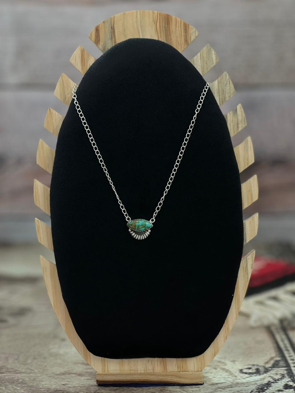 Handmade Sterling Silver Sonoran Mountain Turquoise Necklace "Signed Nizhoni"