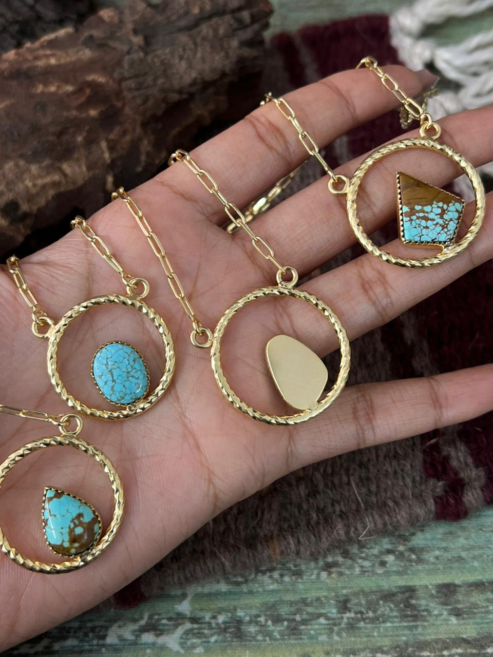 “The Golden Collection” Handmade Number 8 Turquoise with Gold Necklace