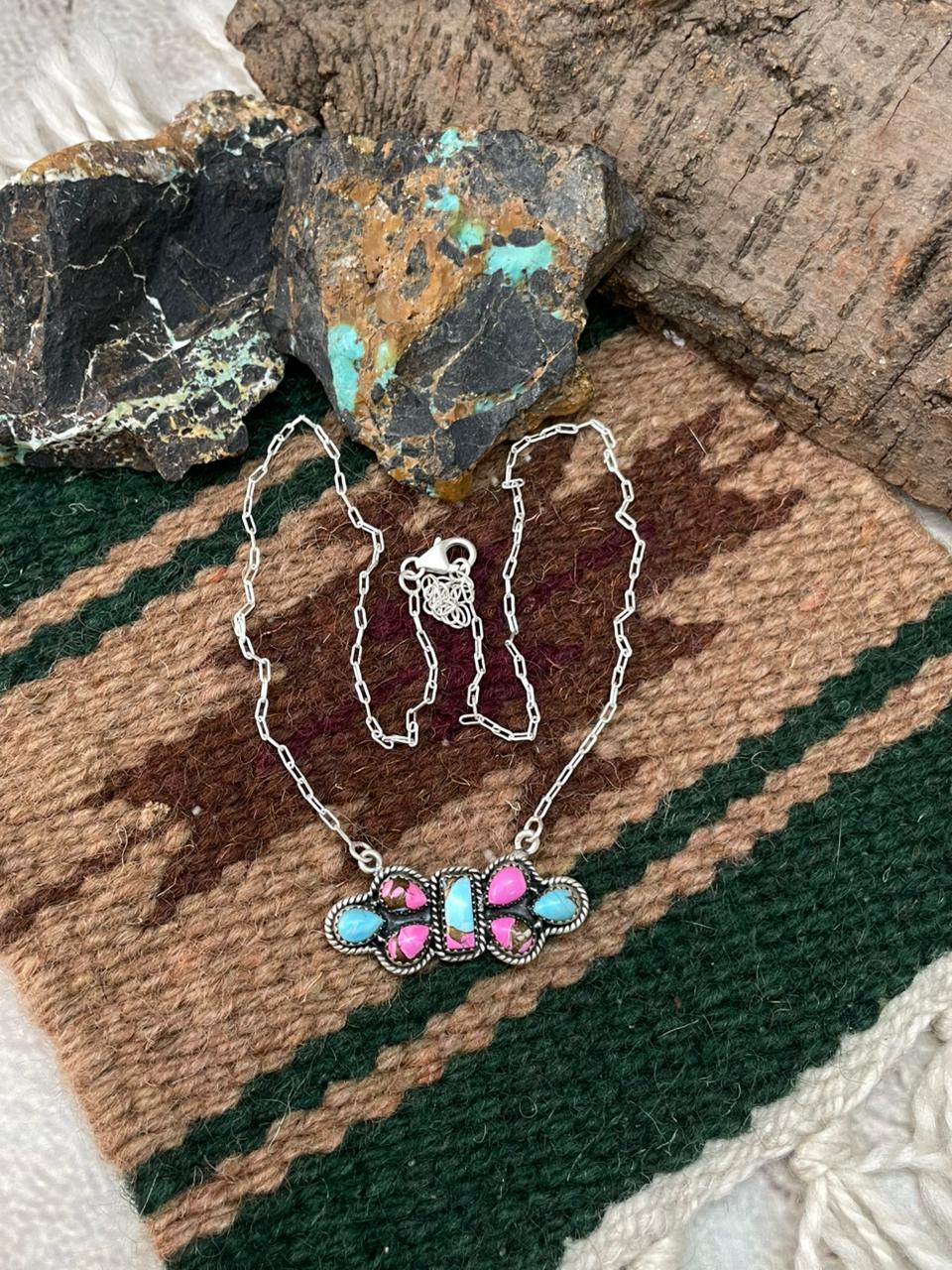 Handmade Sterling Silver Cotton Candy Necklace "Signed Nizhoni"