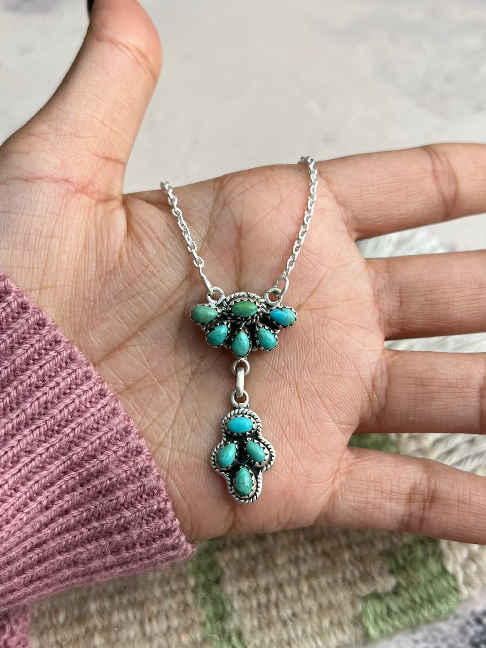 Handmade Sterling Silver Kingman Turquoise  Necklace "Signed Nizhoni"