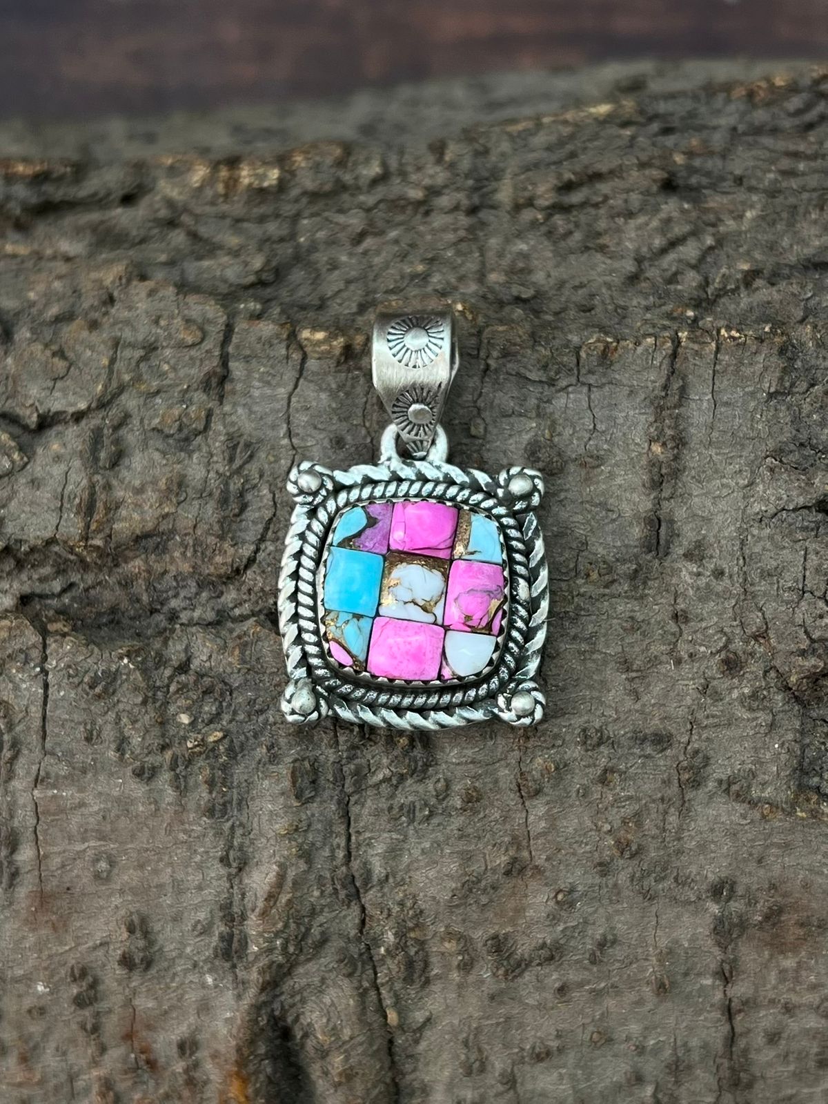 Handmade Sterling Silver Cotton Candy Pendant "Signed Nizhoni"