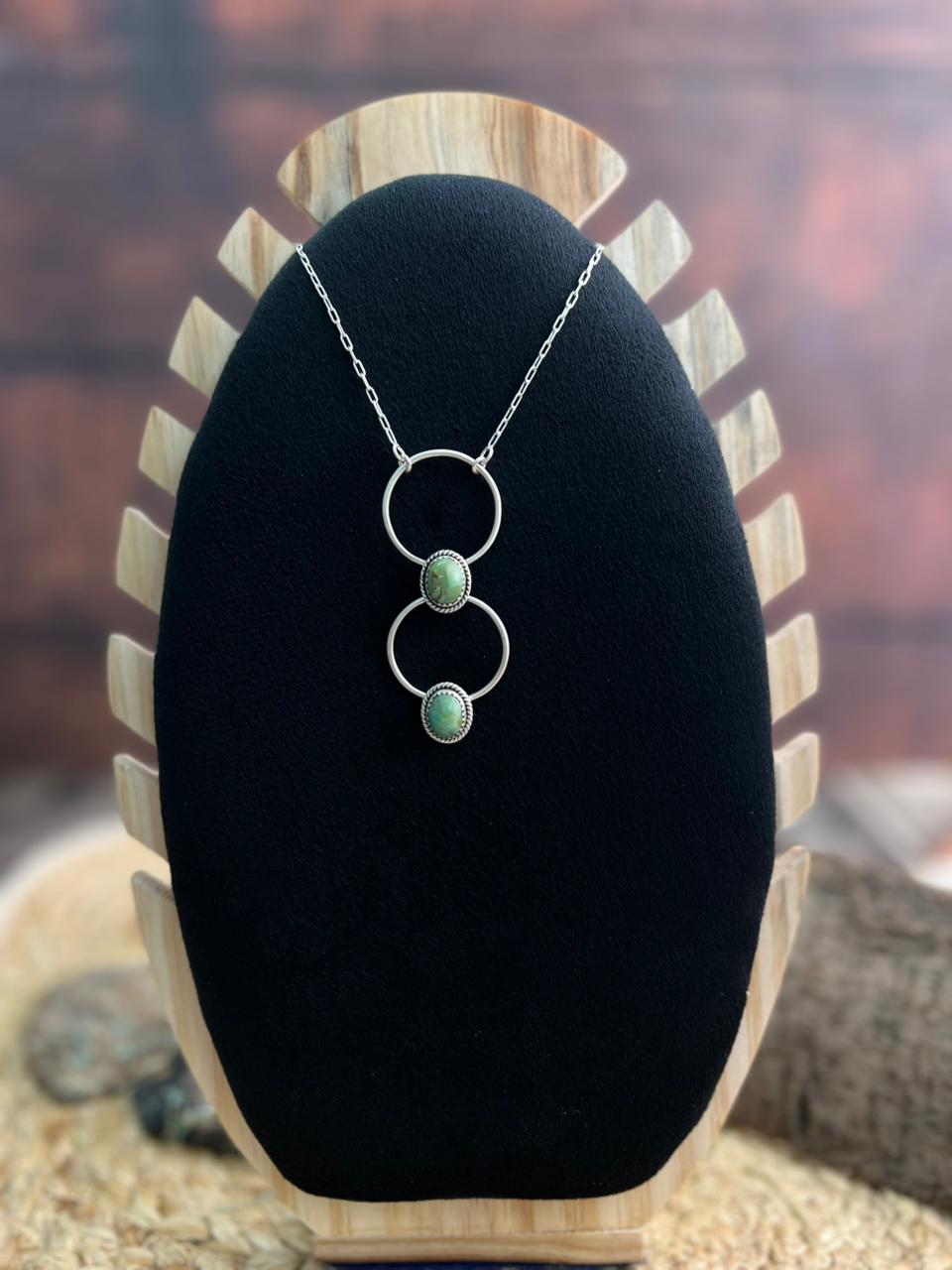 Handmade Sterling Silver Kingman Turquoise Necklace "Signed Nizhoni"