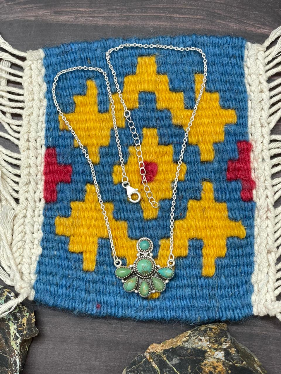 Handmade Sterling Silver Kingman Turquoise Necklace "Signed Nizhoni"