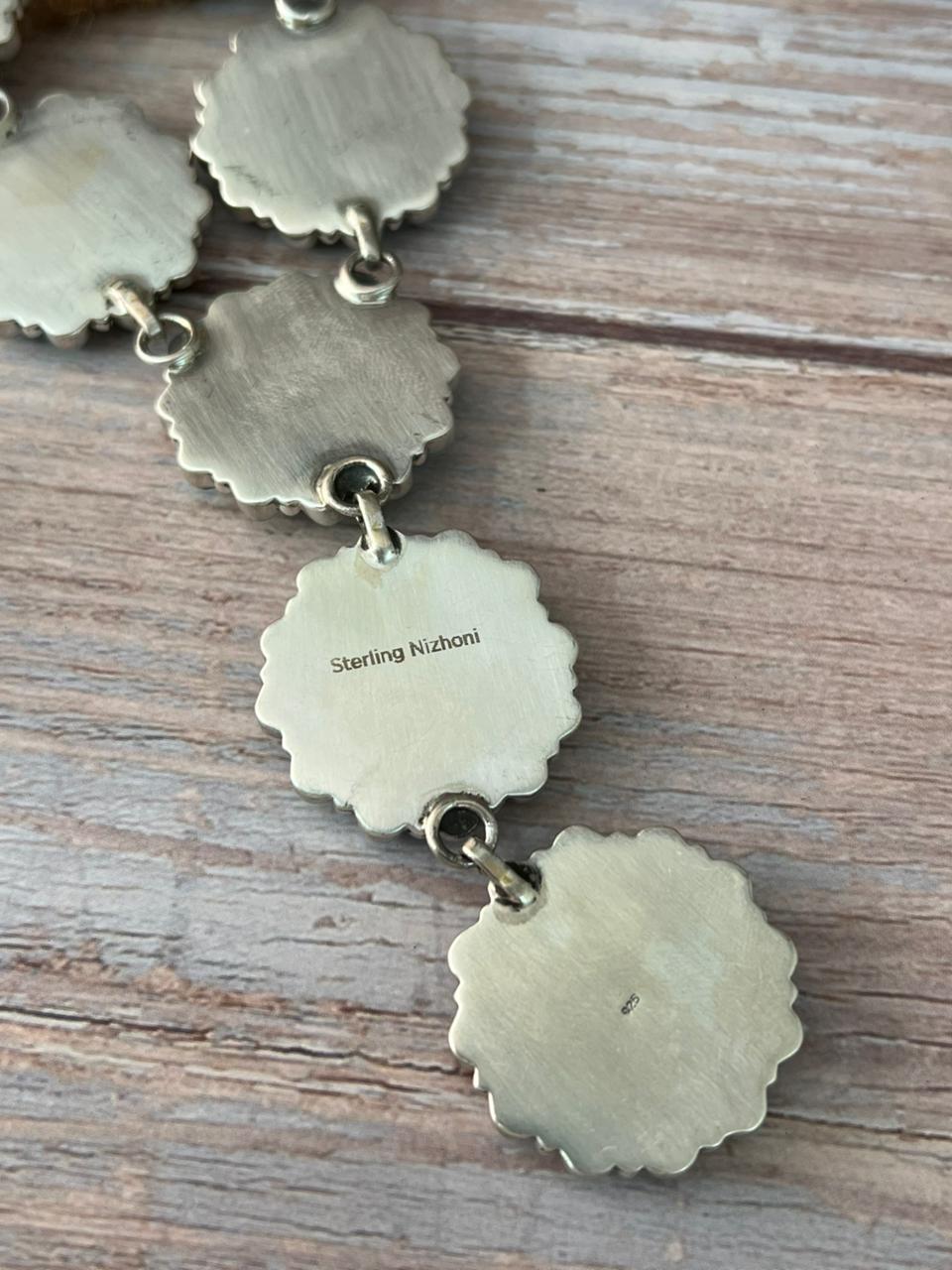 Handmade Sterling Silver Mint Dahlia Collection: Necklace "Signed Nizhoni"