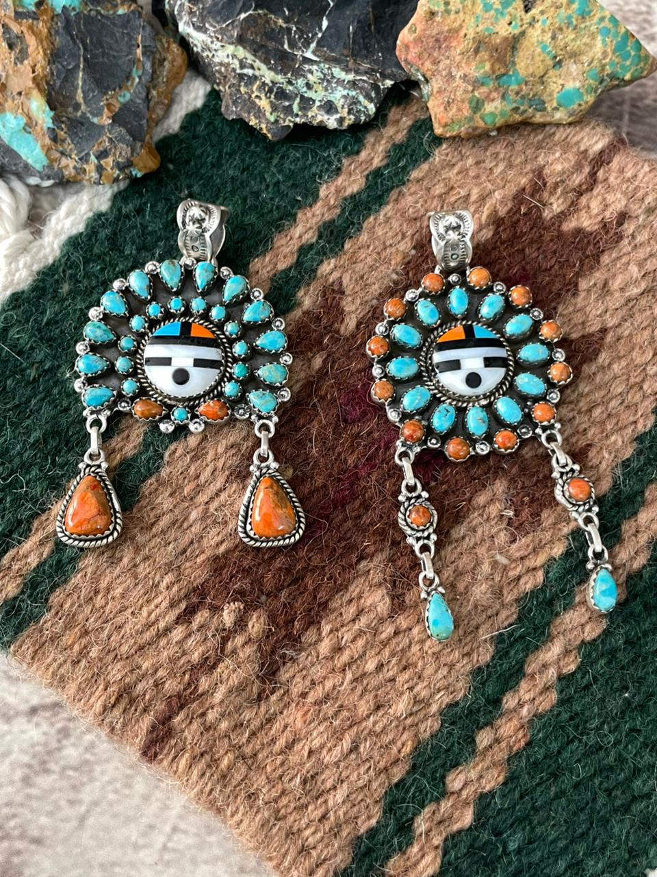 Handmade Sterling Silver Turquoise and MOP Pendant "Signed Nizhoni"