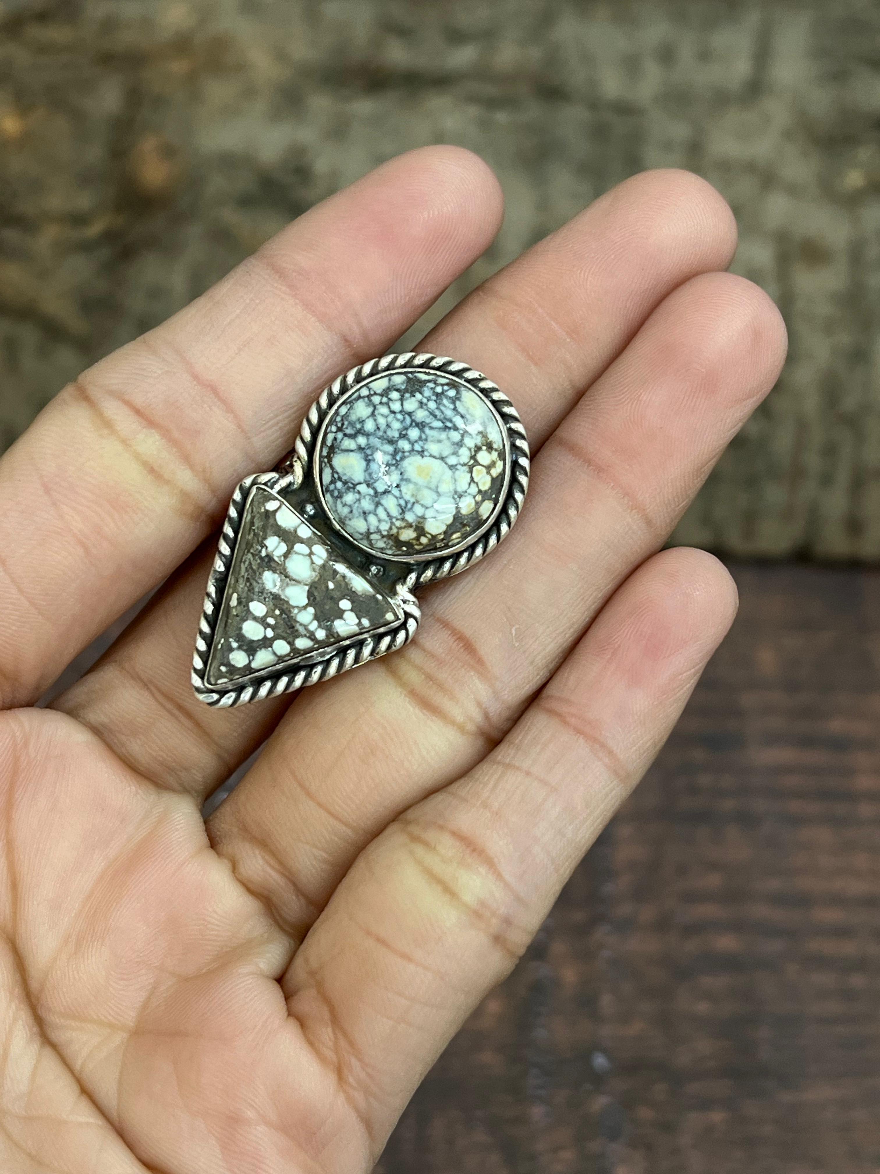 Handmade Sterling Silver Starfox Variscite Adjustable Ring Signed Nizhoni