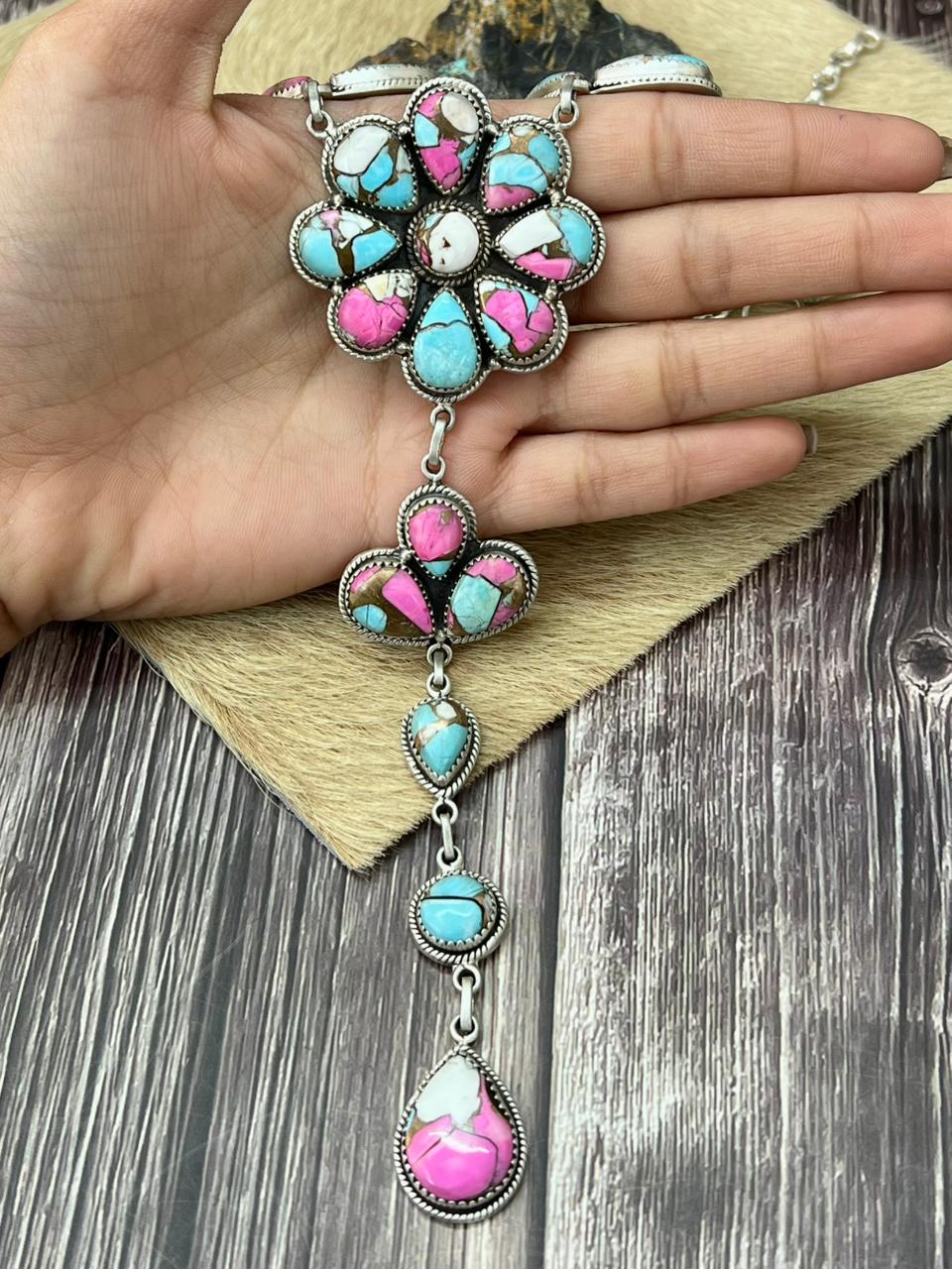 Handmade Sterling Silver Cotton Candy Necklace "Signed Nizhoni"