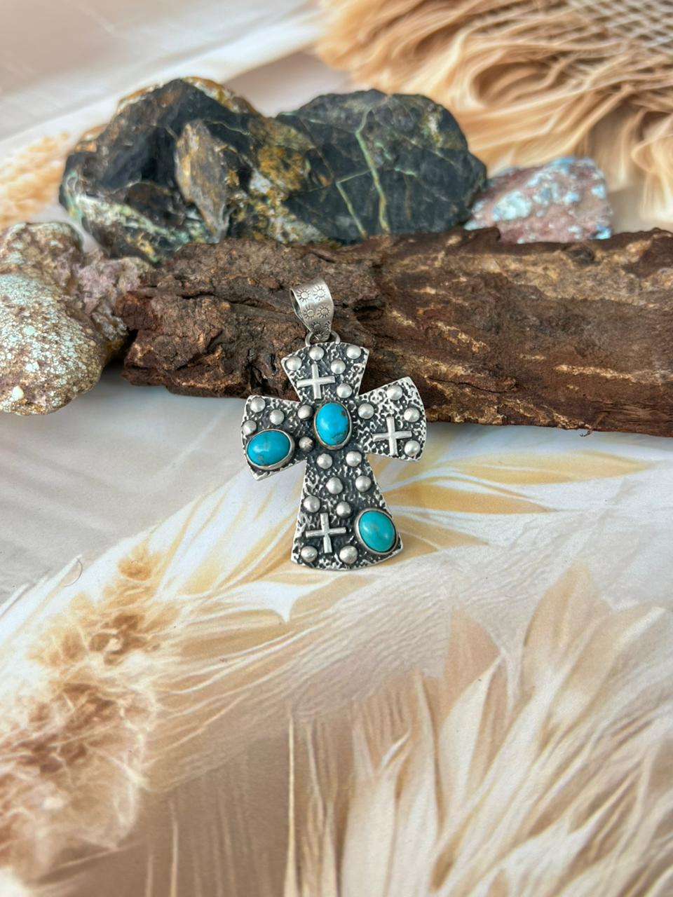Handmade Sterling Silver Golden Hills Turquoise Pendant "Signed Nizhoni"