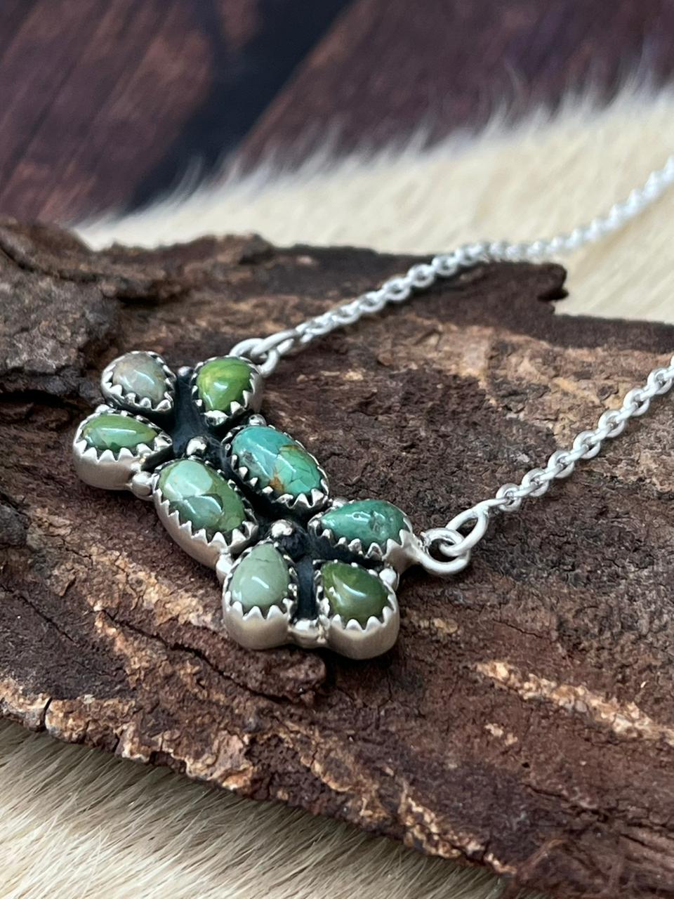 Handmade Sterling Silver Kingman Turquoise Necklace "Signed Nizhoni"