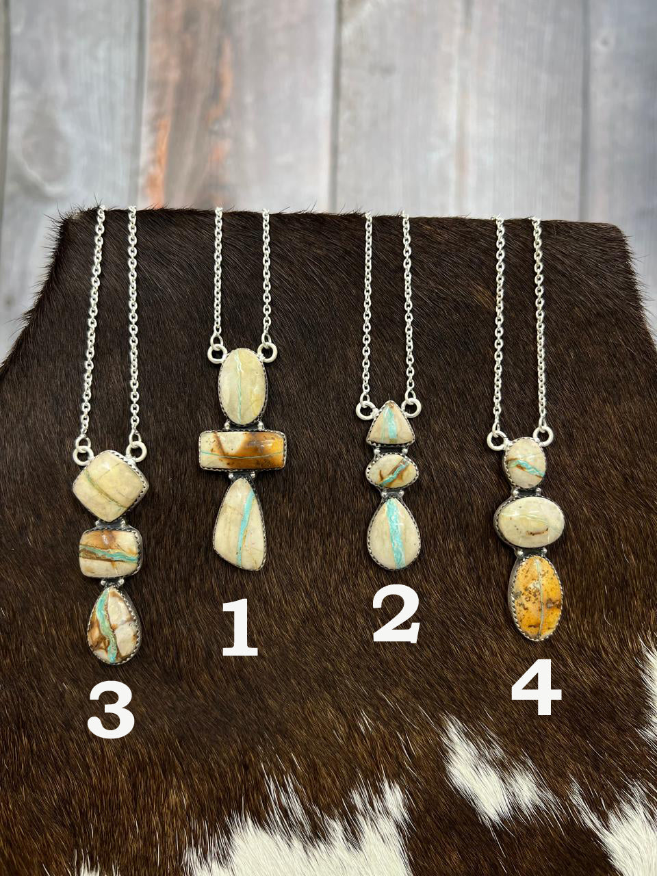 Handmade Sterling Silver Ribbon Royston Necklace with Signed Nizhoni