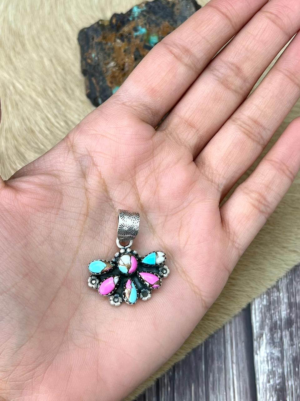 Handmade Sterling Silver Cotton Candy Pendant "Signed Nizhoni"