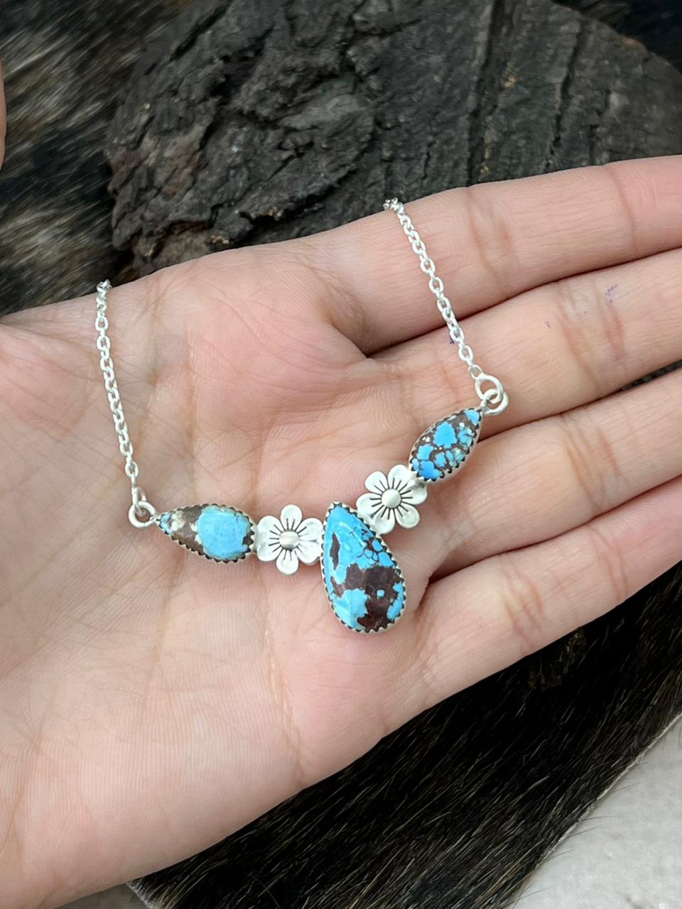 Handmade Sterling Silver Golden Hills Turquoise Necklace "Signed Nizhoni"