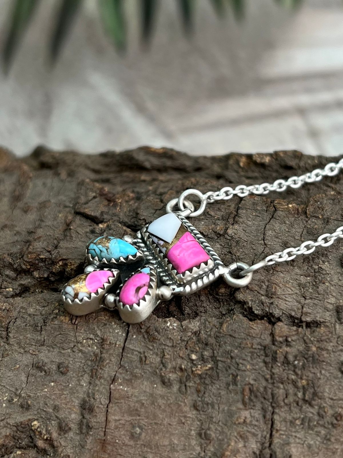 Handmade Sterling Silver Cotton Candy Necklace "Signed Nizhoni"