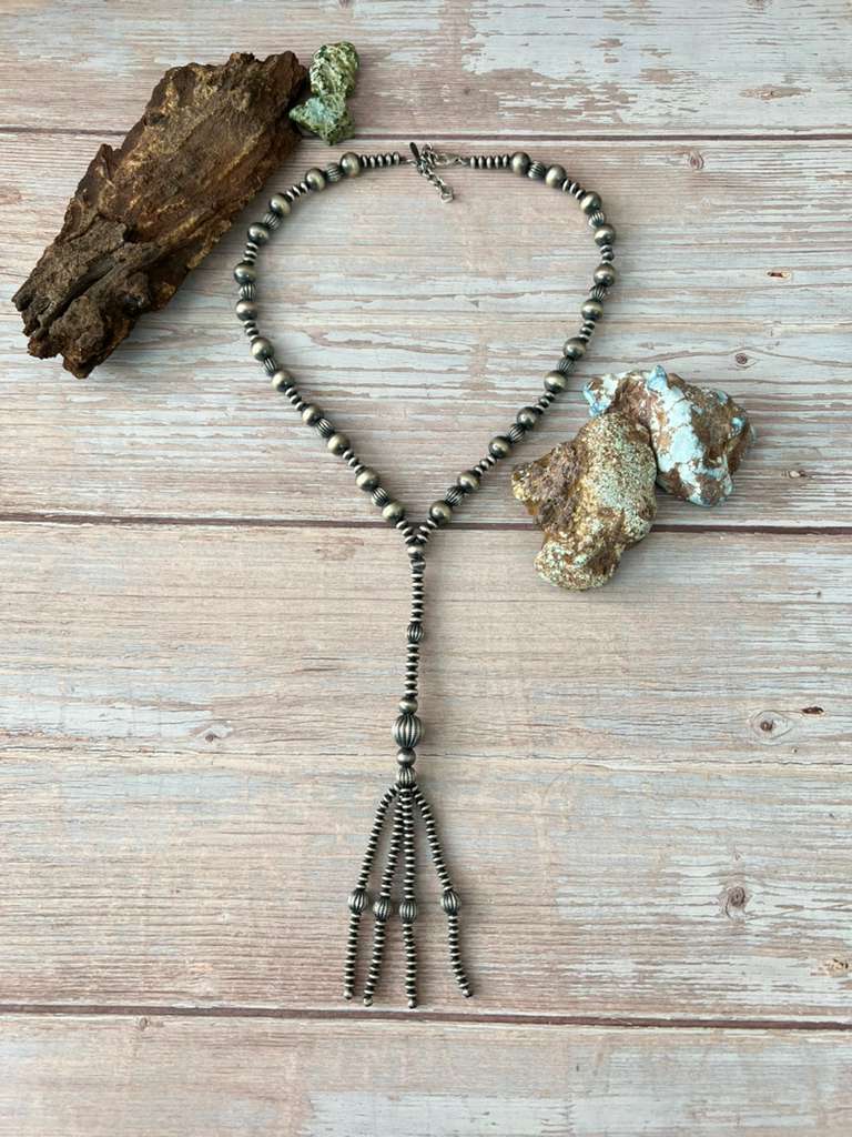 Handmade Sterling Silver Beaded Necklace with Signed Nizhoni (7)