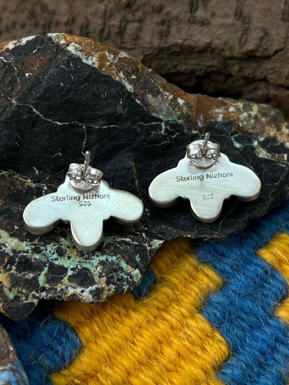 THE BACKROADS Handmade Sterling Silver Wildhorse Studs "Signed Nizhoni"