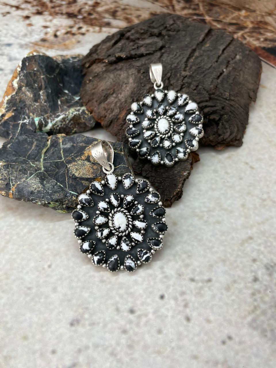 Handmade Sterling Silver White Buffalo Pendant "Signed Nizhoni"