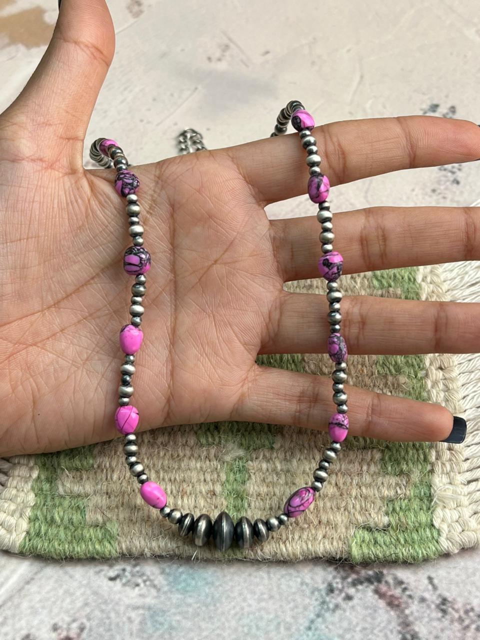 Handmade Sterling Silver Beaded Cherry Blossom Necklace