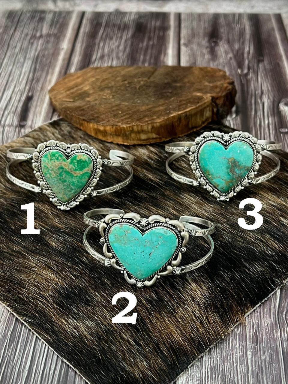 Handmade Sterling Silver Mantis Turquoise Heart Bracelet "Signed Nizhoni"