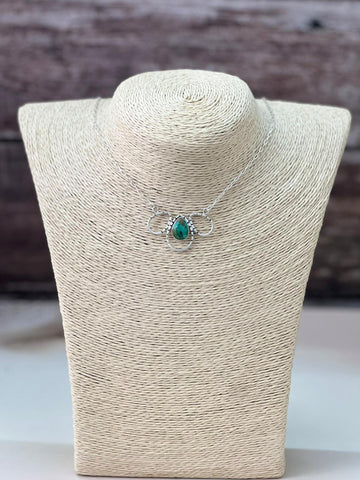 Handmade Sterling Silver Emerald Valley Turquoise Necklace "Signed Nizhoni"