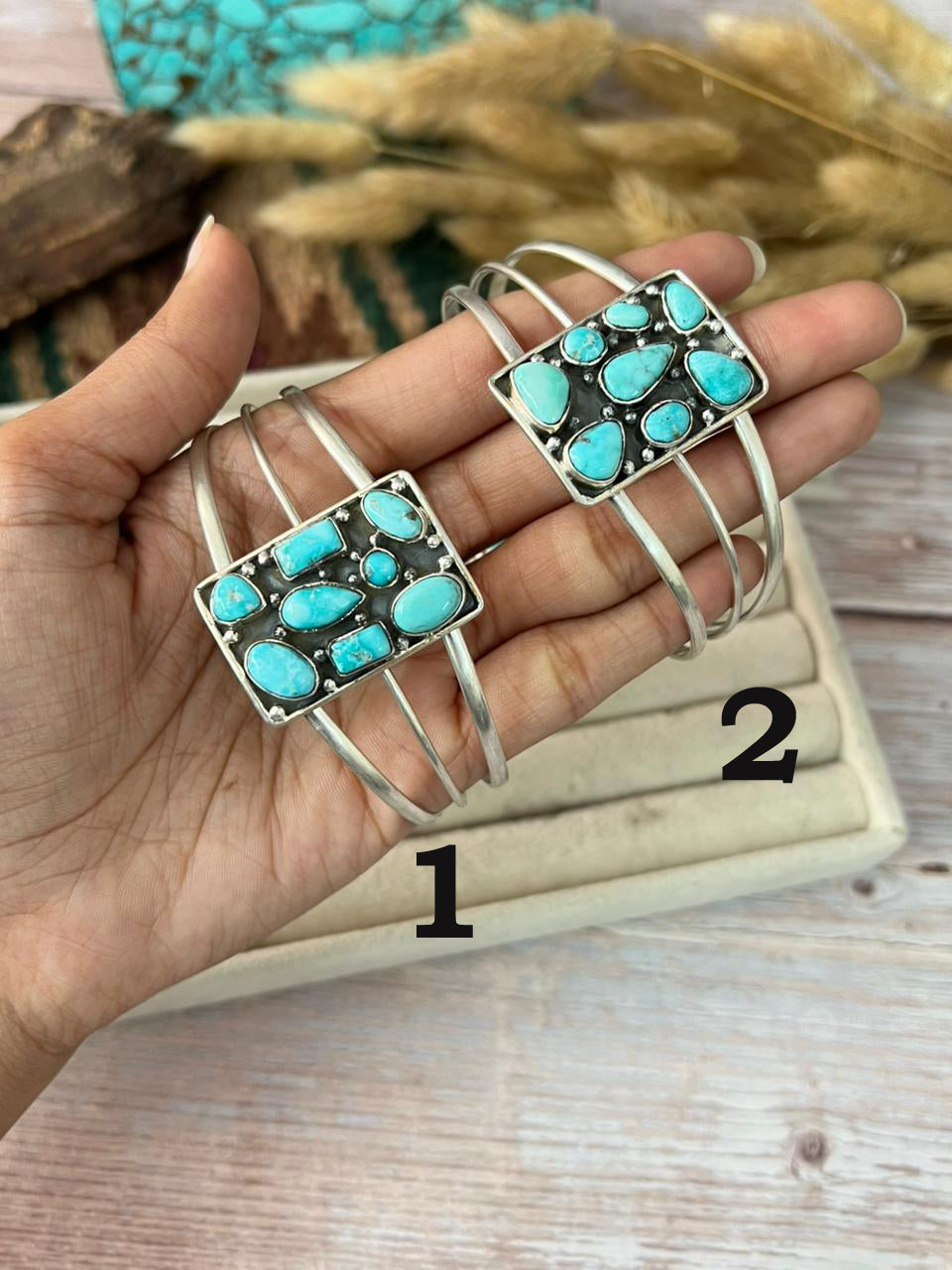 Handmade Sterling Silver White Water Turquoise Cuff Bracelet "Signed Nizhoni"