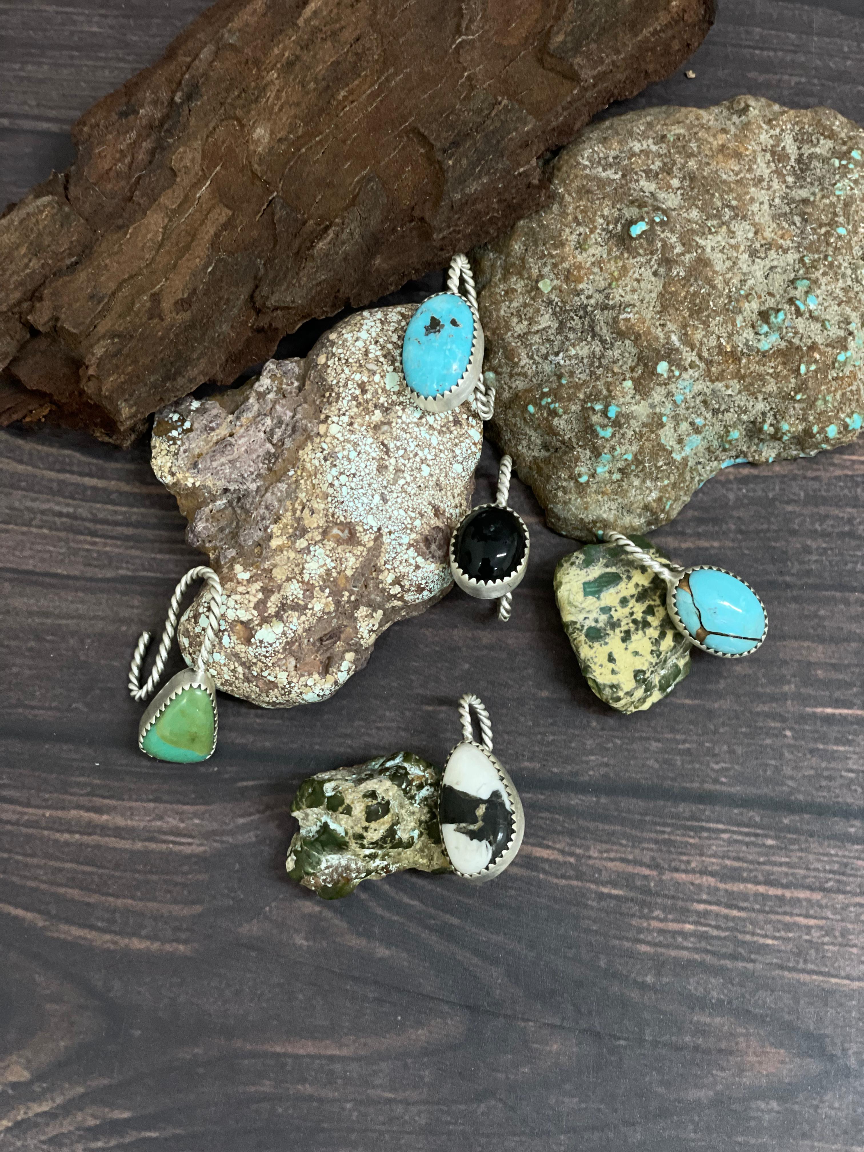 Handmade Sterling Silver Multi Stone Hat Pin Signed Nizhoni