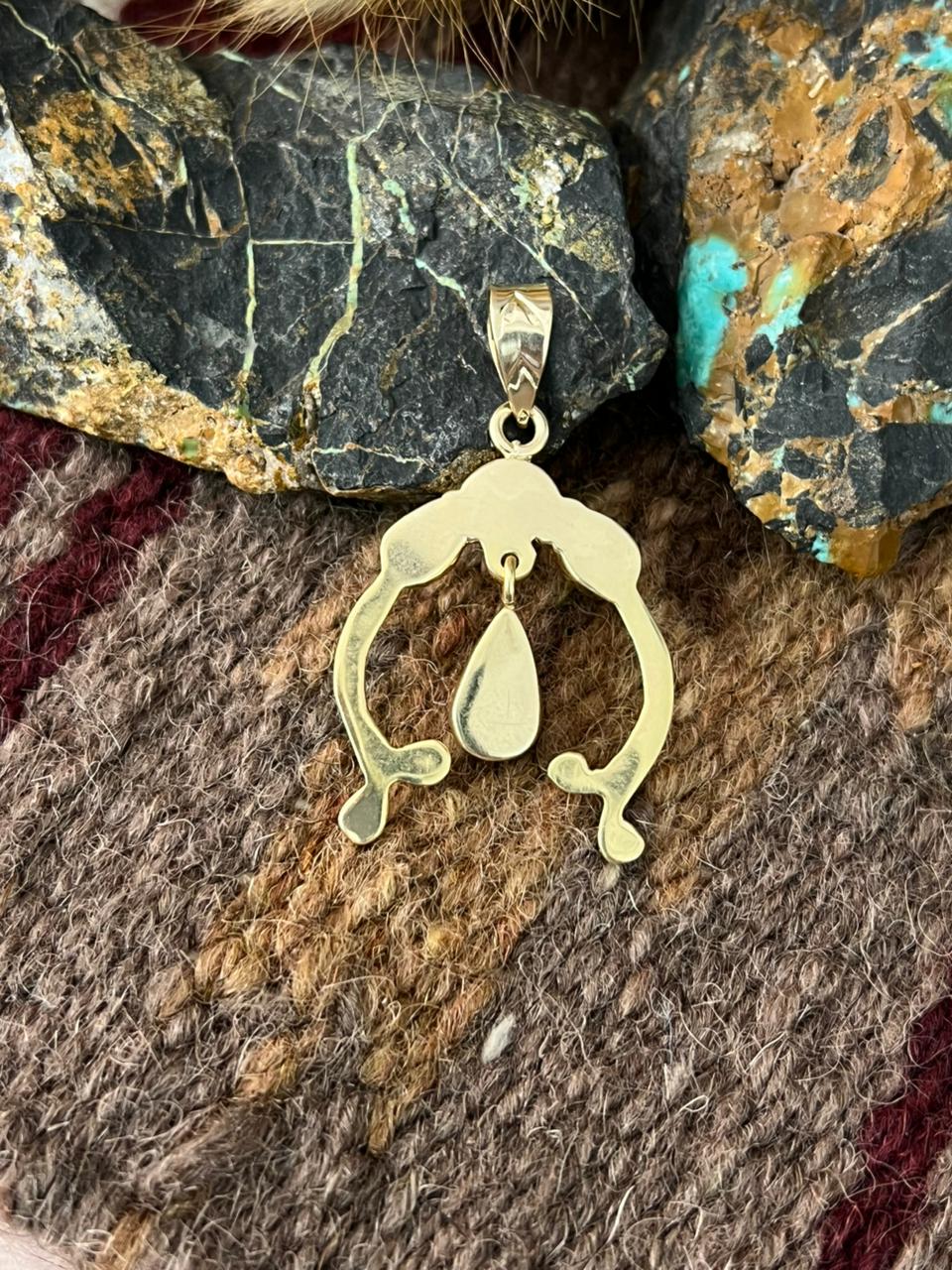 “The Golden Collection” Handmade Gold-Palted Golden Hills Turquoise Pendant