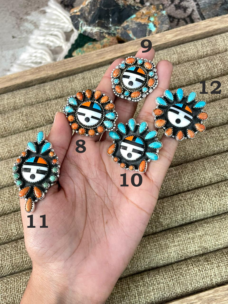 Handmade Sterling Silver Turquoise and MOP adjustable Ring "Signed Nizhoni"