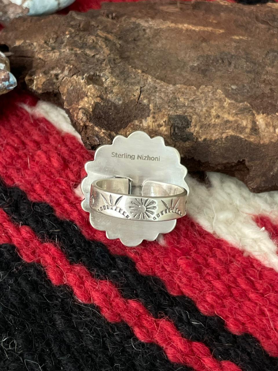 Handmade Sterling Silver Kingman Turquoise Ring "Signed Nizhoni"