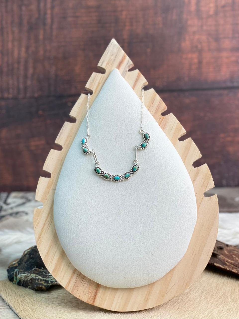 Handmade Sterling Silver Kingman Turquoise Necklace "Signed Nizhoni"