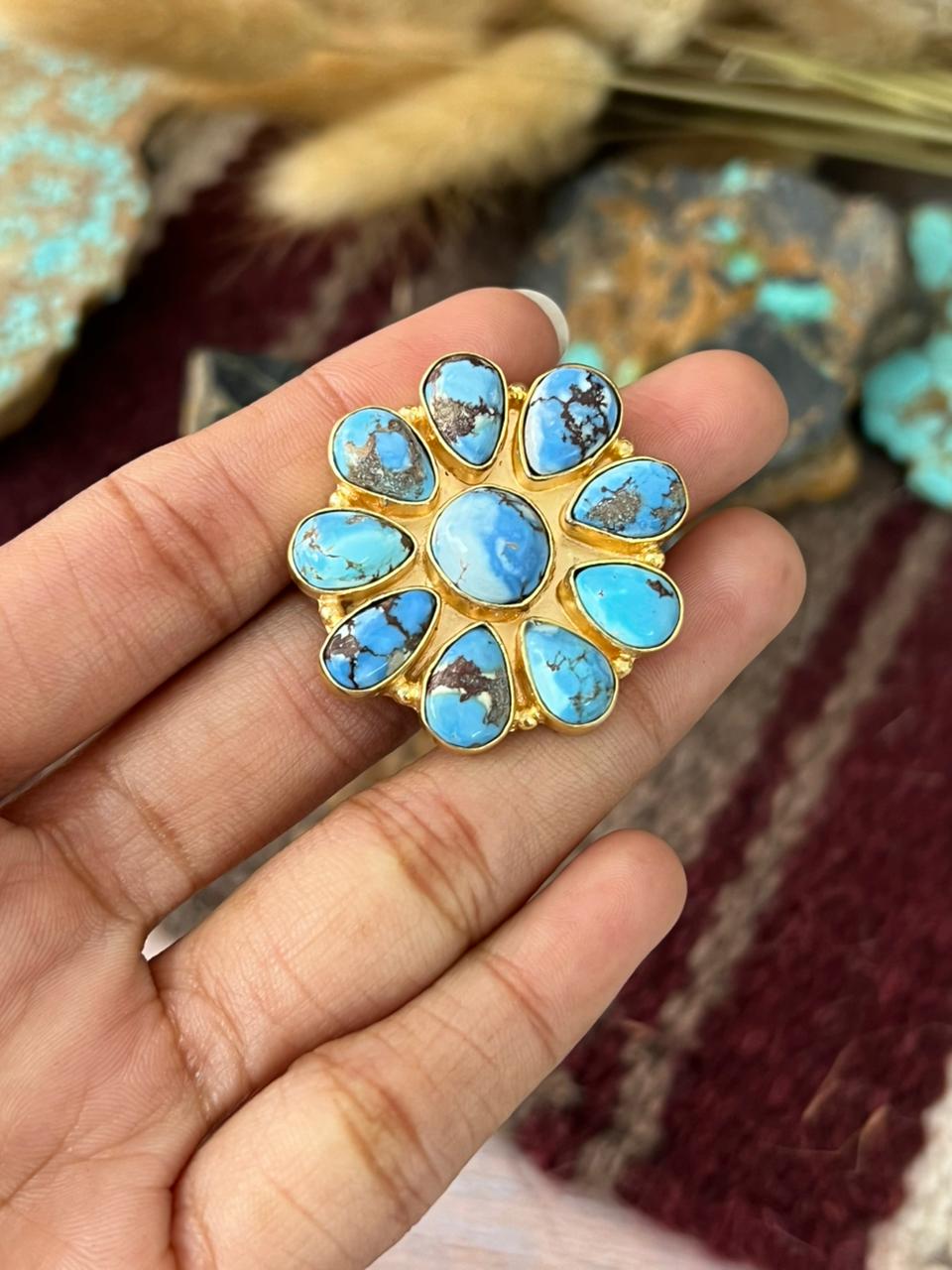 “The Golden Collection” Natural Golden Hills Turquoise Adjustable Ring